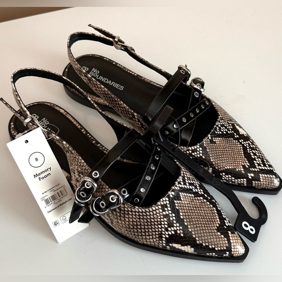 Women’s Size 8 No Boundaries Snakeskin Pattern Slingback Shoes NWT - Picture 1 of 6